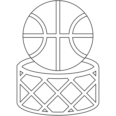 Basketball And Hoop Emoji Coloring Page